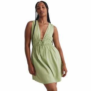 MADEWELL Sophia Deep-V Mini Dress in Seedling Green Style NL115 Size Large